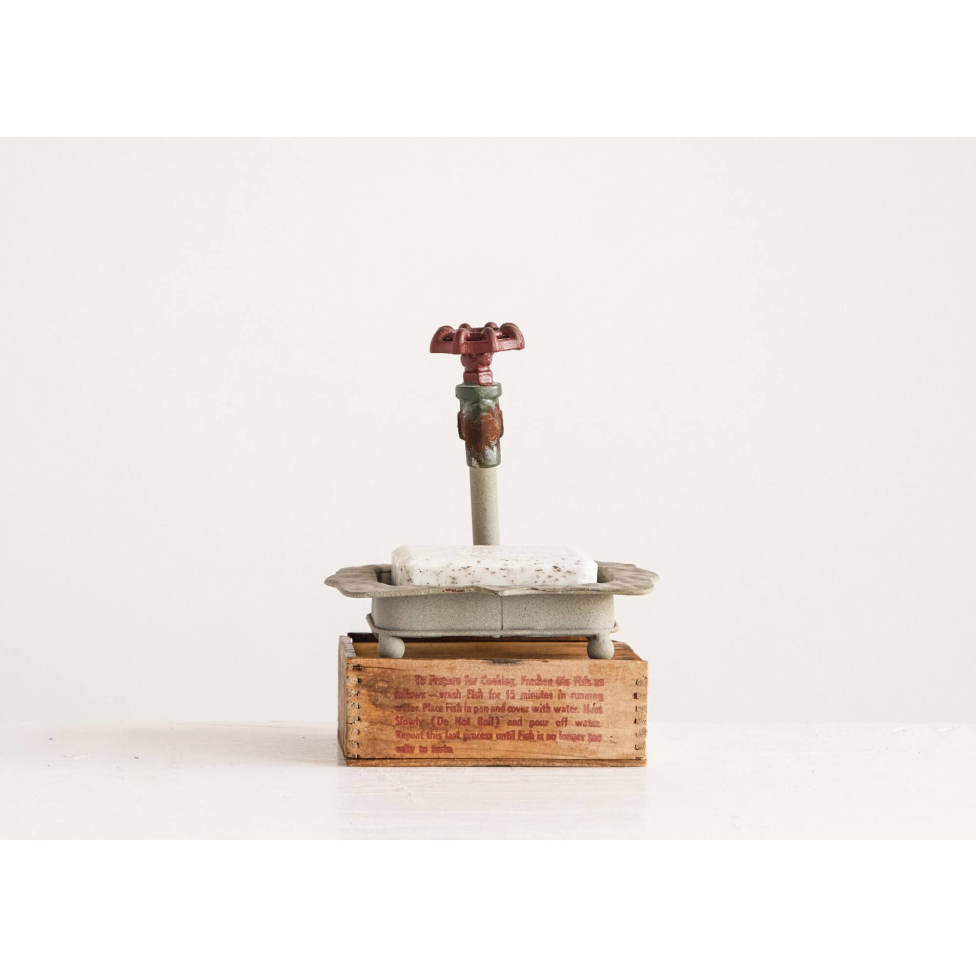 Hello Honey® 7" Rustic Metal Soap Dish with Faucet